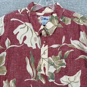 Vtg‎ Reyn Spooner Sz 3XL Y2K RED Beige Bold Frond Floral Hawaiian Kloth Popover